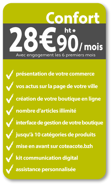 Inscription gratuite sur l'annuaire Côte à Côte, le Market Place 100% local et 100% breton !